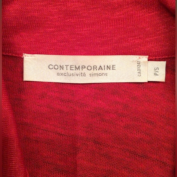 NEW! Contemporaine Cranberry Red Linen Cardigan Jacket - Small - Picture 5 of 6